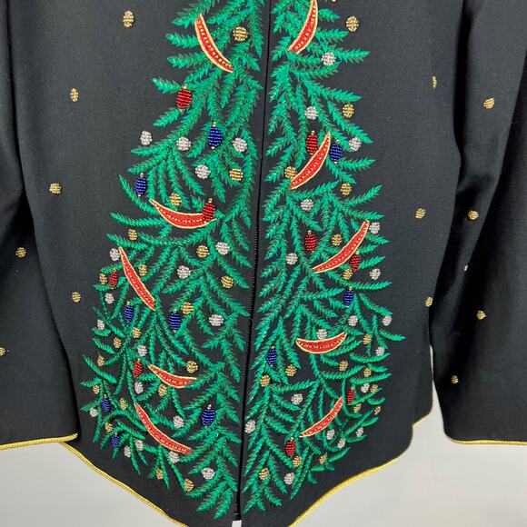 Jenna Woman Wool Cardigan Size 14 Embroidered Embellished Zips - Picture 3 of 10